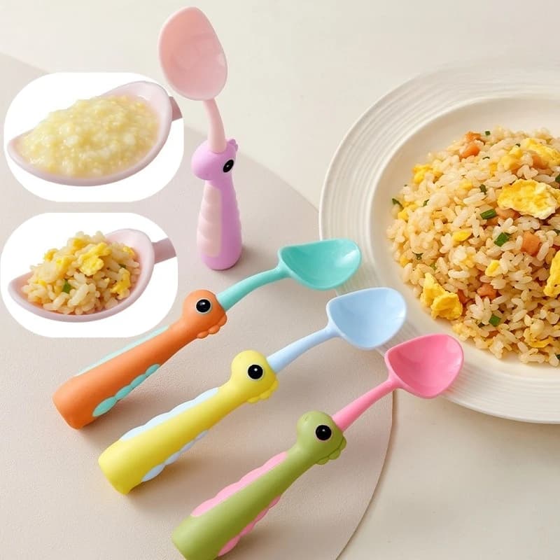 Cartoon Dinosaur Baby Spoon with Standing Base