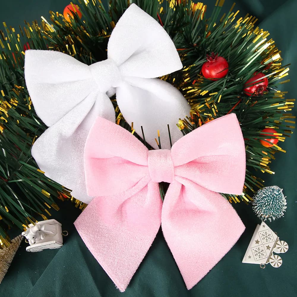 Christmas Festive Decor - Red Velvet DIY Bows - Christmas Tree/Window Hanging Ornaments & Accessories