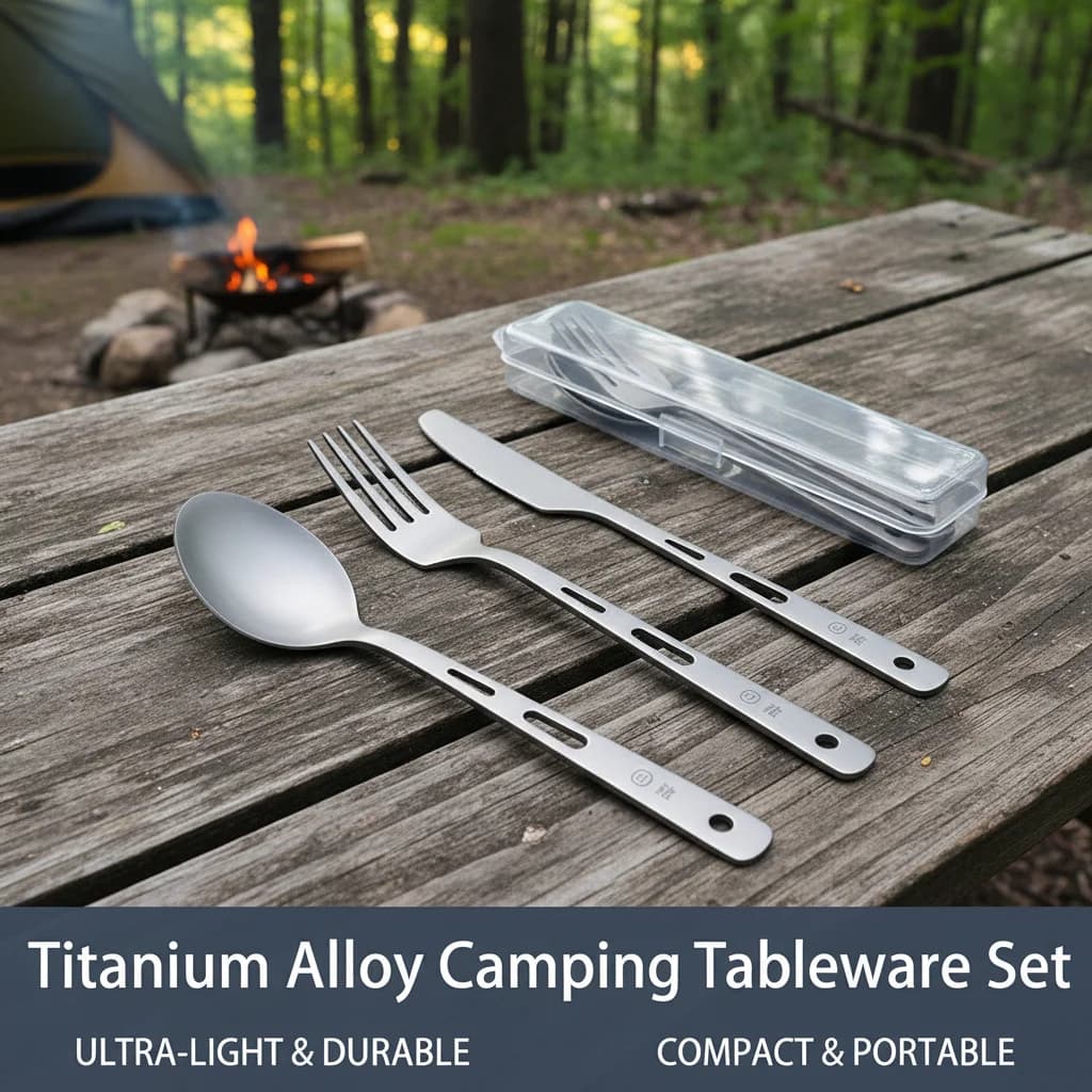 Titanium Travel Utensil Set with Storage Case