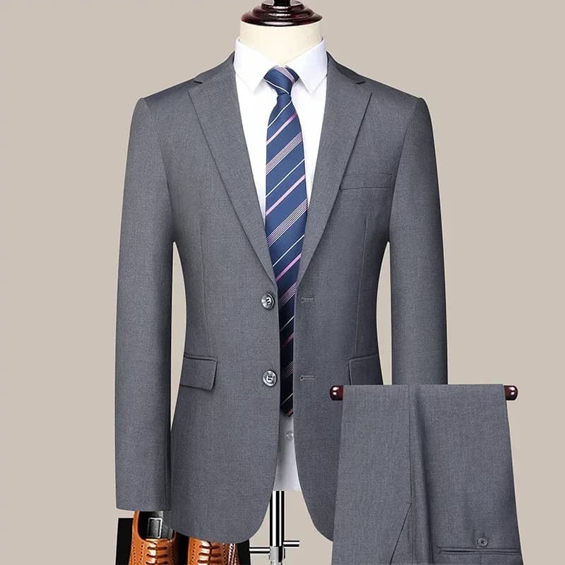 Men's Slim-Fit Business Suit Blazer and Pants