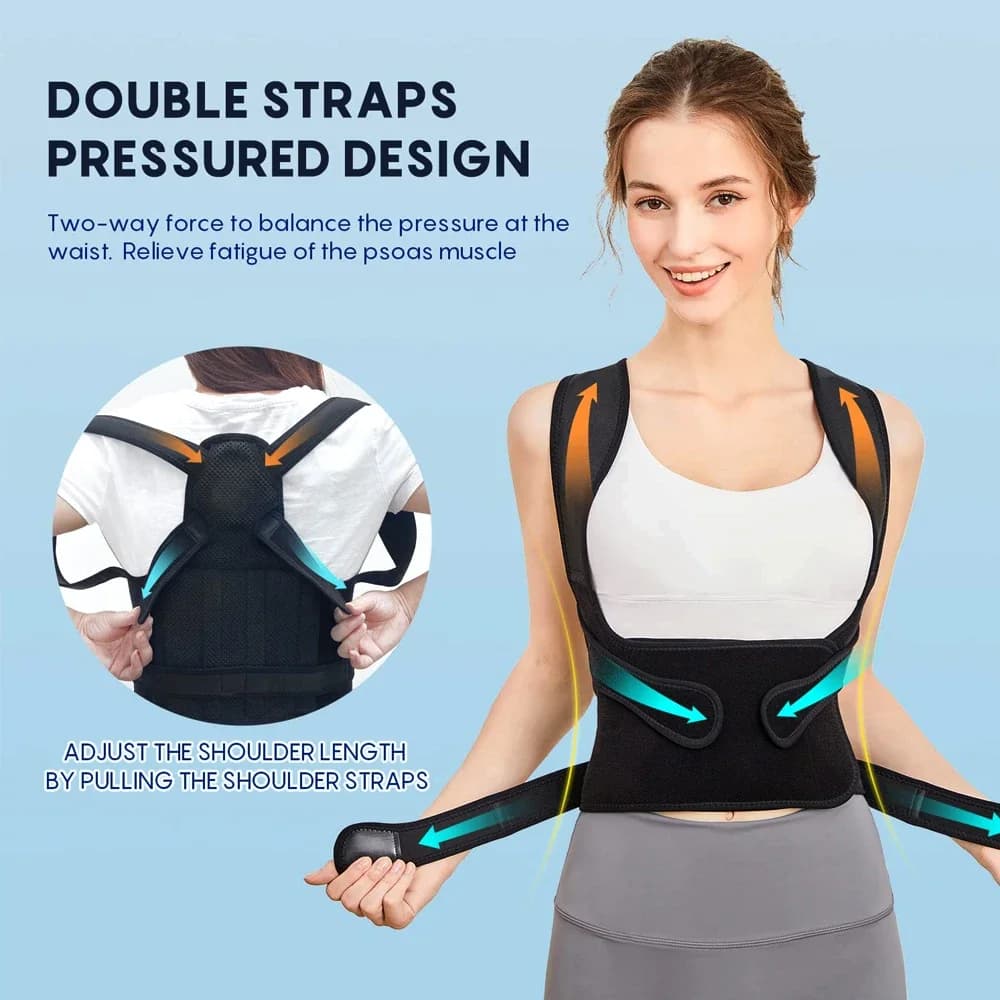 Posture Corrector for Women Men, Brace for Upper and Lower Back Pain Relief, Adjustable Fully Back Support Improve Back Posture