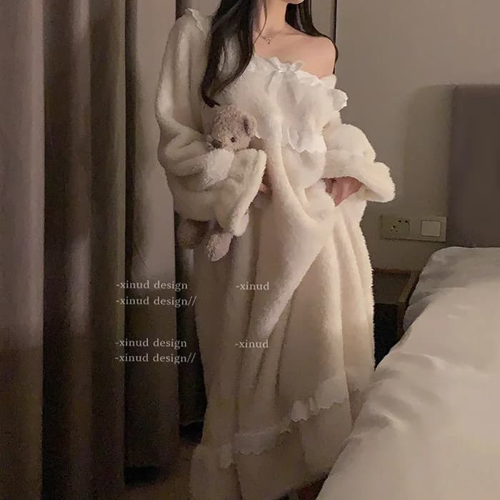 Women's Fleece Nightgown Warm Loungewear