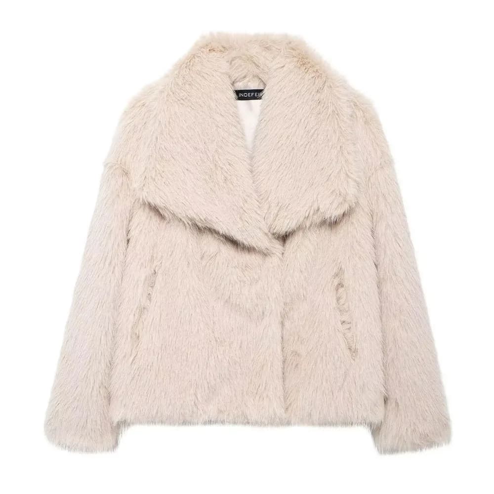 Women's Cropped Faux Fur Cardigan Coat