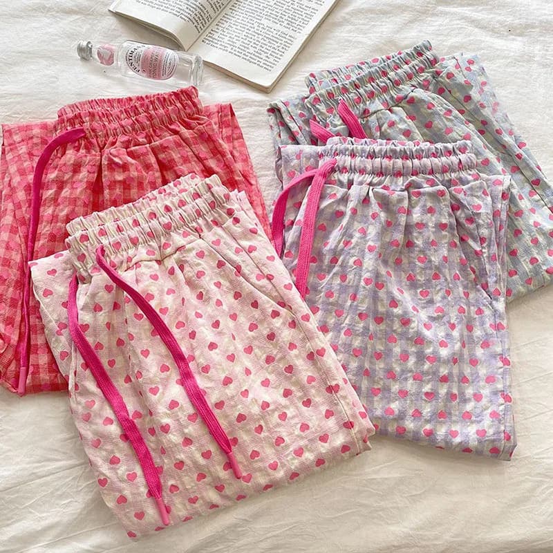 Heart-Printed Pajama Pants