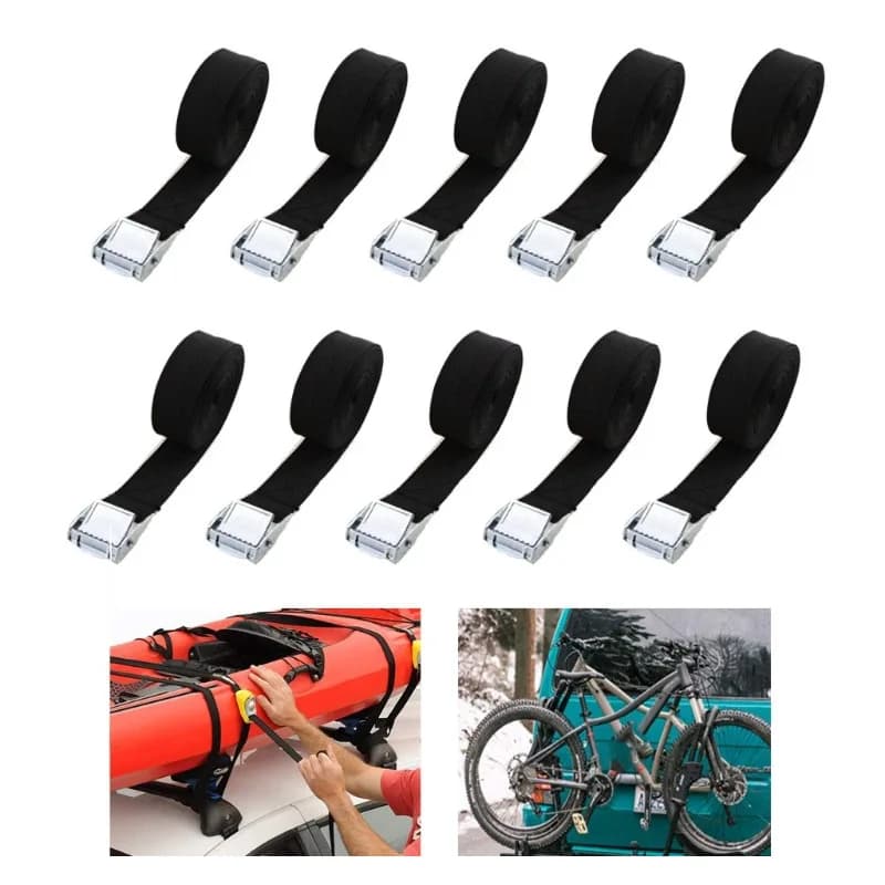 New 1M/2M/3M/4M/5M Black Buckle Tie-Down Belt Cargo Straps for Car Motorcycle Bike Metal Buckle Tow Rope Strong Ratchet Belt