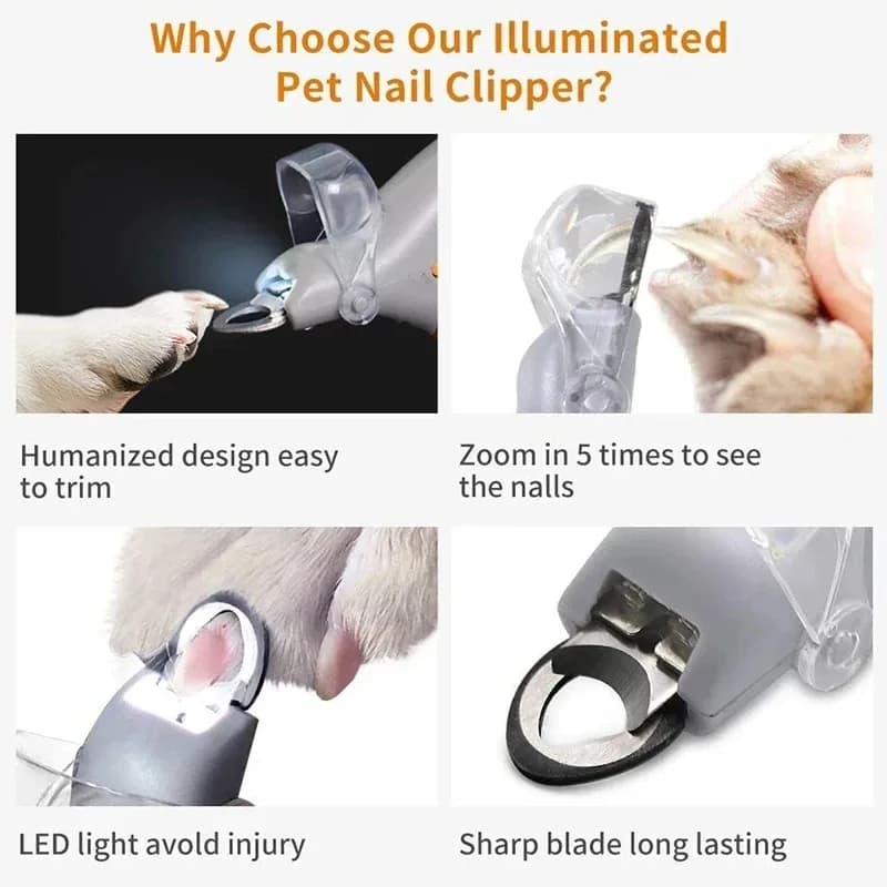 LED Dog Nail Clipper with Stainless Steel Blades