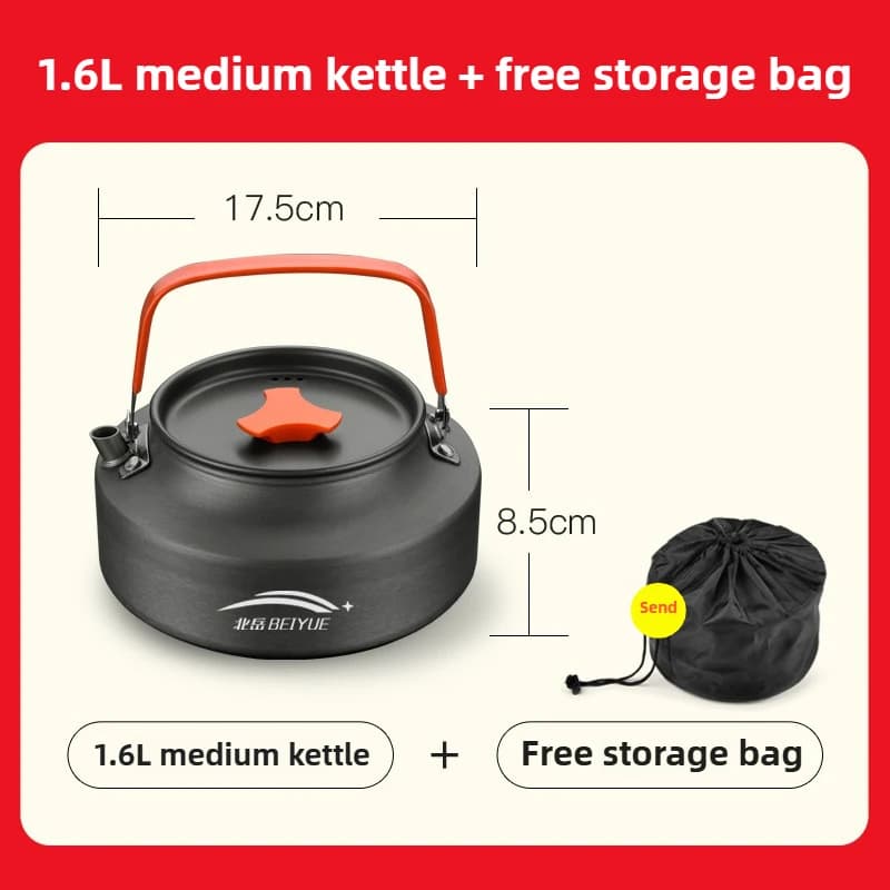 Camping Cookware Set with Kettle and Frying Pan