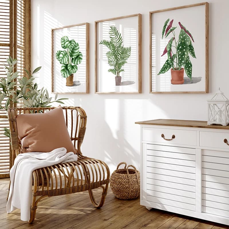 Nordic Botanical Green Plant Canvas Wall Art Print