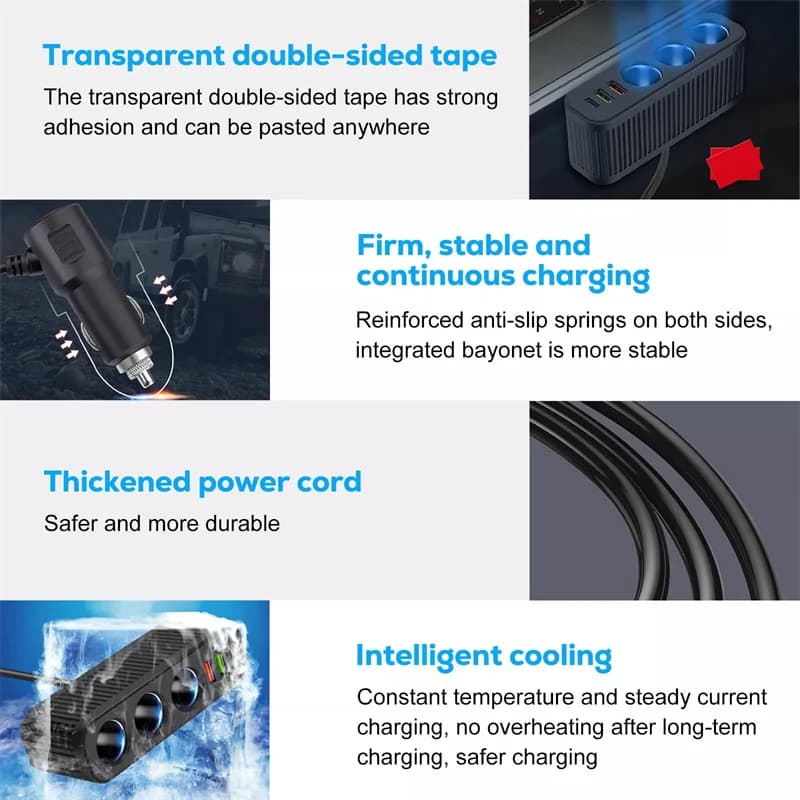 Car Charger For Phones 120W Plug And Play Charger Splitter Overcharge Protection Charger Adapter PD QC3.0 Car Charger