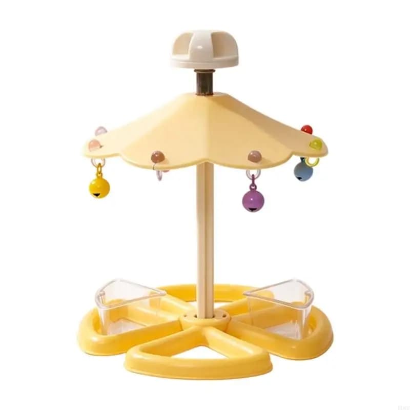 Rotating Bird Perch Stand with Feeder Cups