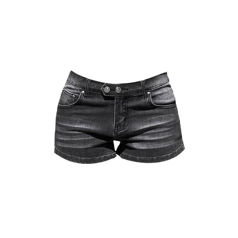 Grey Denim Low-Rise Mini Shorts