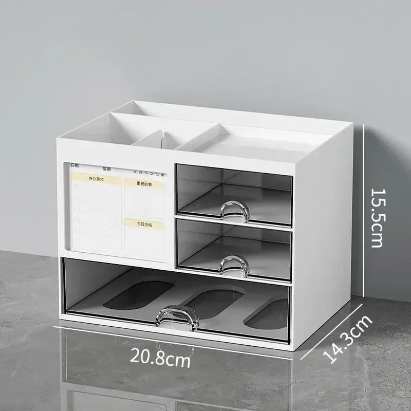 Desk Organizer with 2 Drawers, Plastic Cosmetic Storage, Desktop Organizer Set, Pencil Holder, Perfect for Storage WORLDKPI