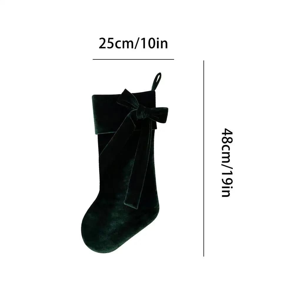 Velvet Christmas Stocking with Elegant Bow