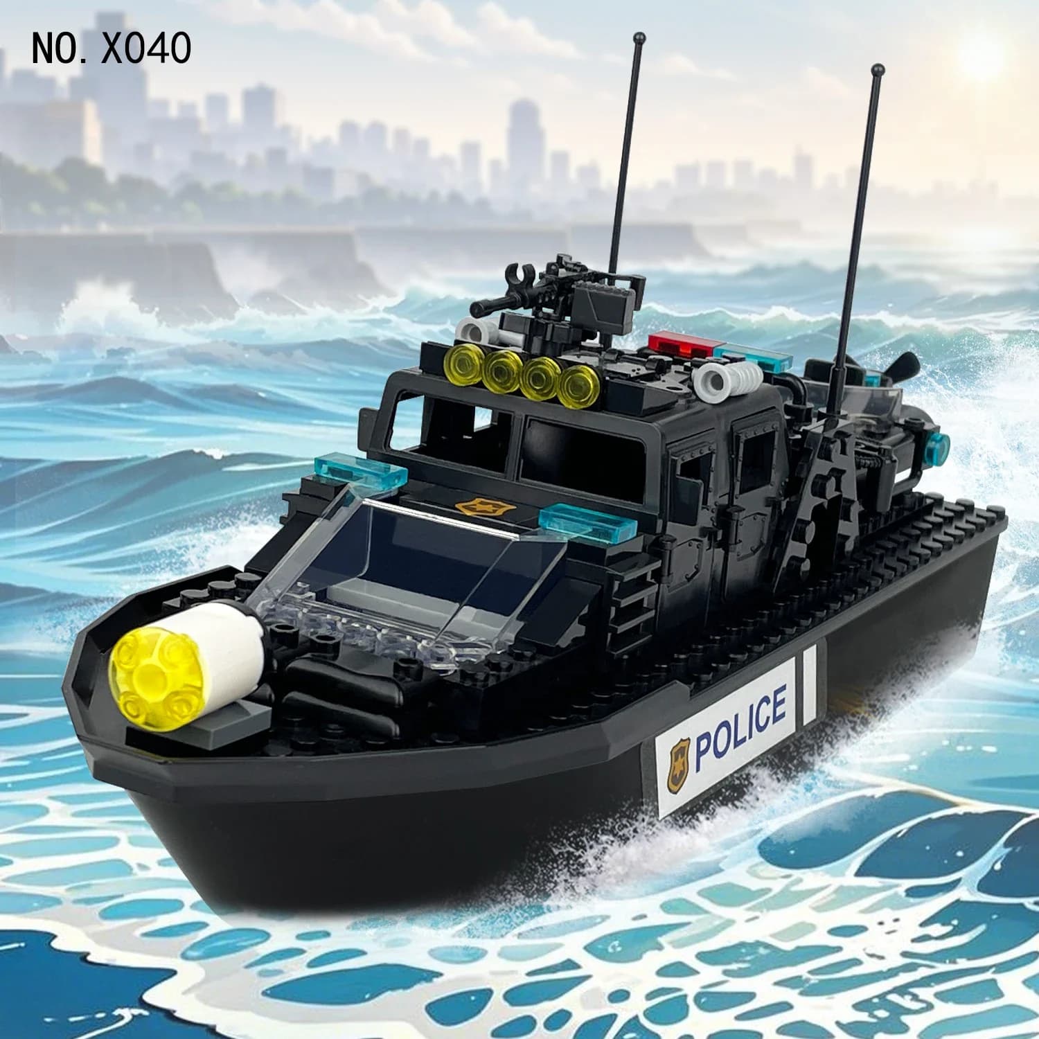 Coast Guard and Police Patrol Ship Building Blocks Set