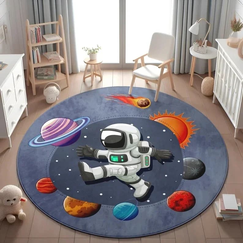 Planets Astronauts Round Play Mat