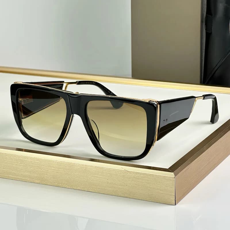 127 Luxury Big Squre Sunglasses with Side Shields for Men Women Acetate Top Quality Vintage Street Fashion UV400 Alloy with Case