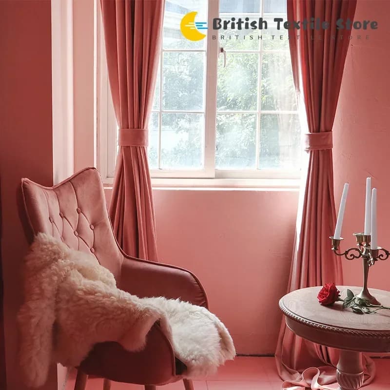 Velvet Light-Shielding Curtain Panel Dirty Pink