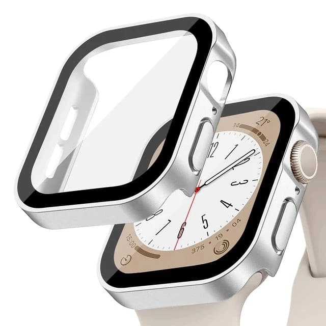 Glass+Case for Apple Watch 42 46mm 45mm 41 49 44mm 40 Mm Straight Edge Screen Protector Cover Case iWatch SE 6 7 8 9 10 11 Ultra