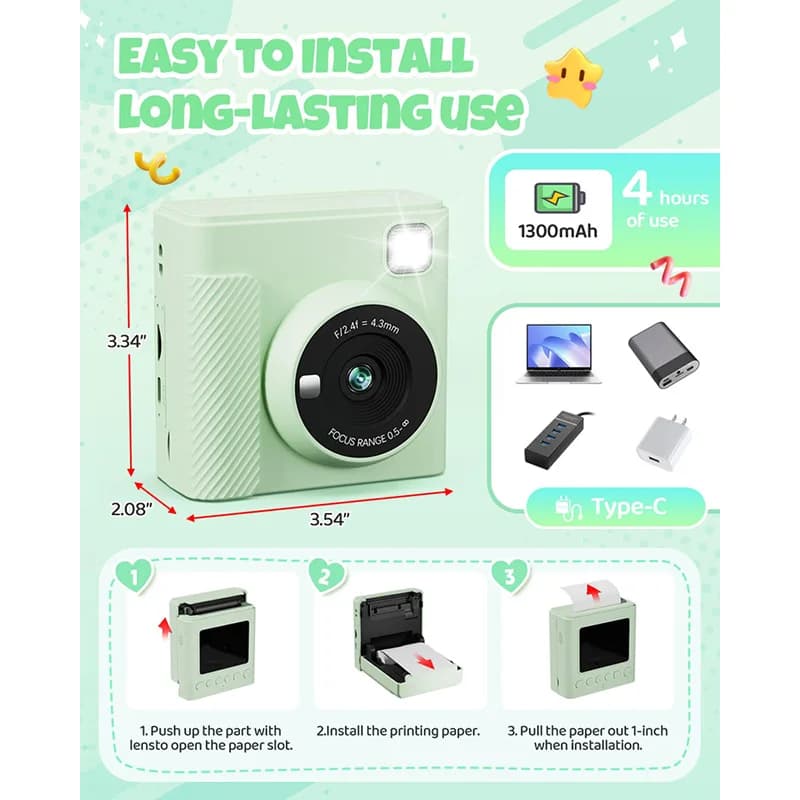 1080P Portable Instant Print Camera