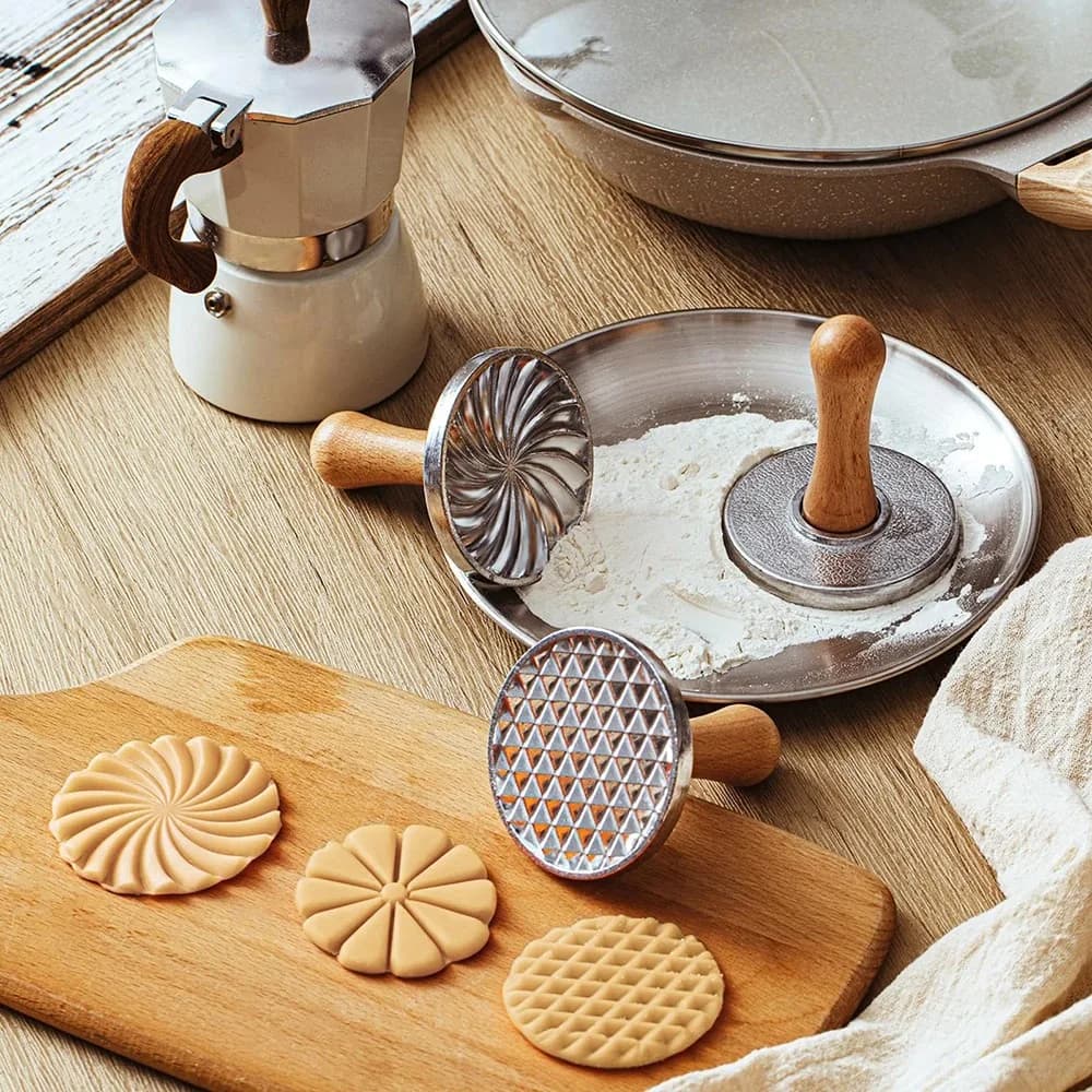 Wooden Handle Cookie Press Mold