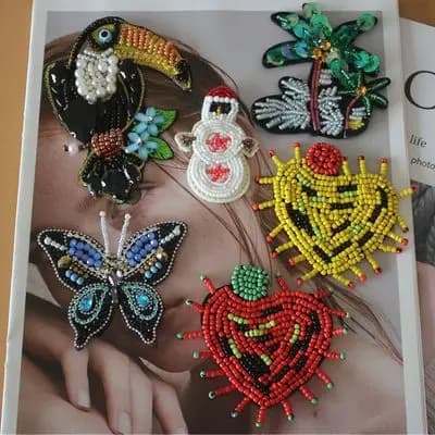Beaded Butterfly Heart Cloth Patch