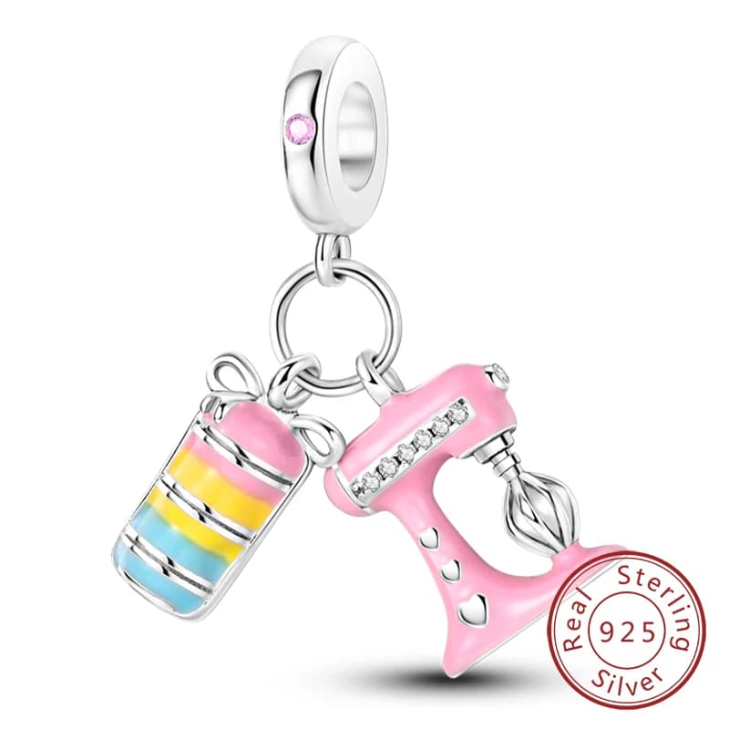Pink Sterling Silver Charm Pendant