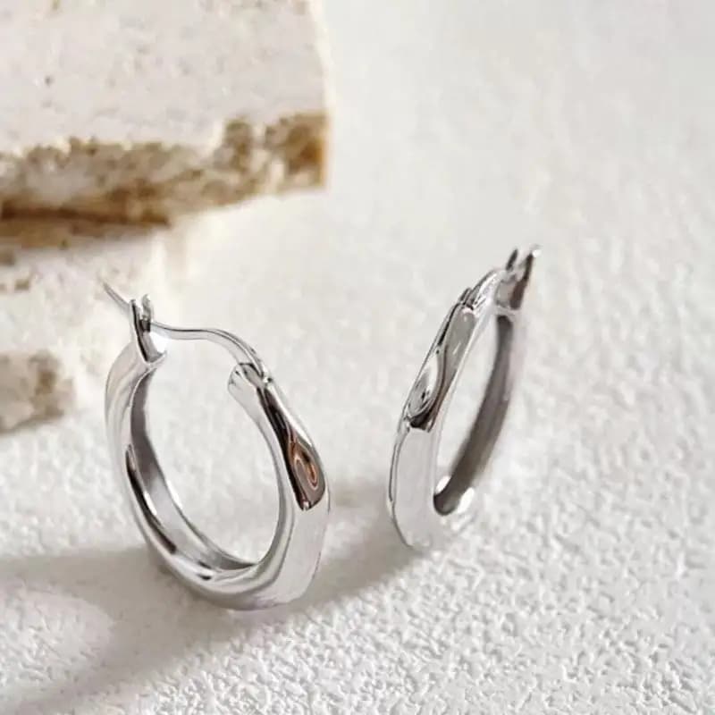 Hammered Hoop Earrings Two Tone