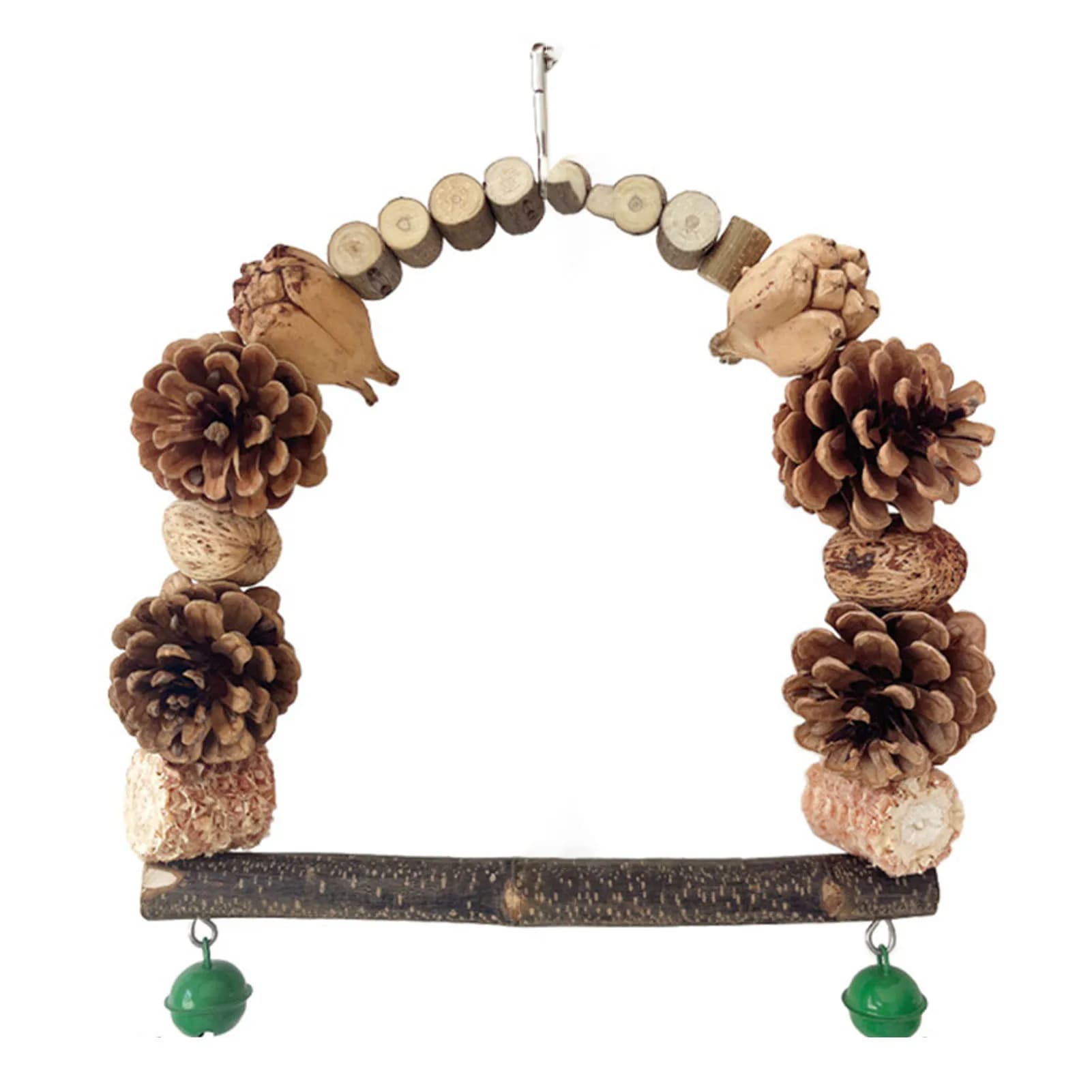 Natural Wood Parrot Perch With Swing