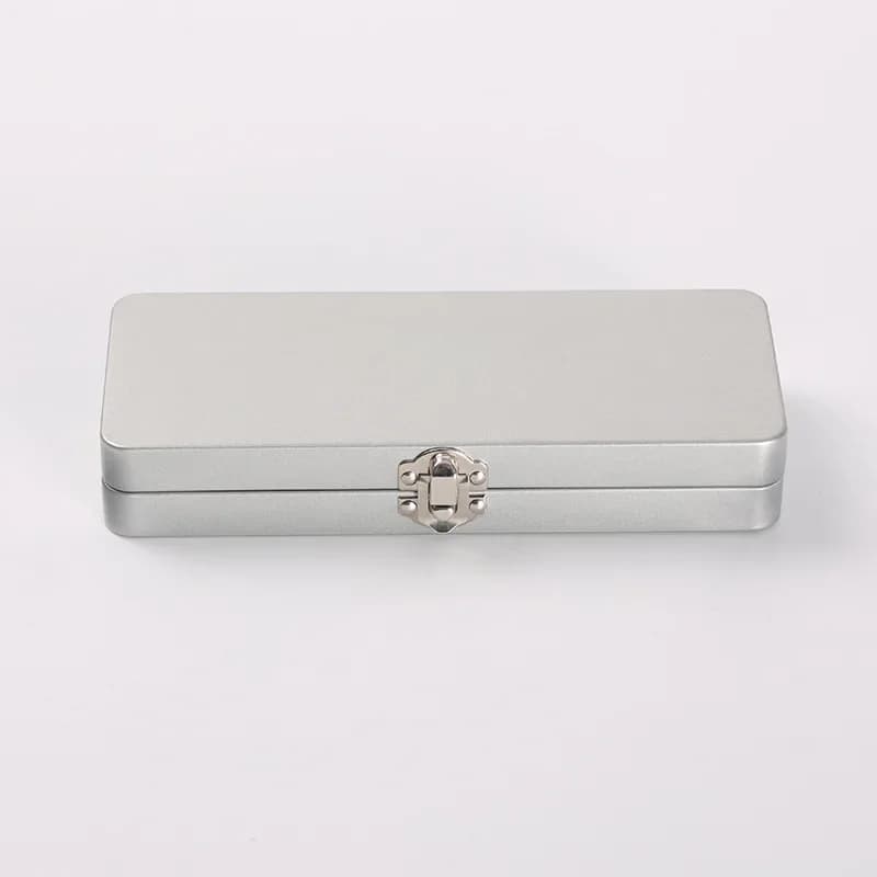 Office Supplies Storage-Perfect  Durable Silvery Gray Metal Rectangular Box with Lid-Ideal for Bills Cosmetics for Home Office