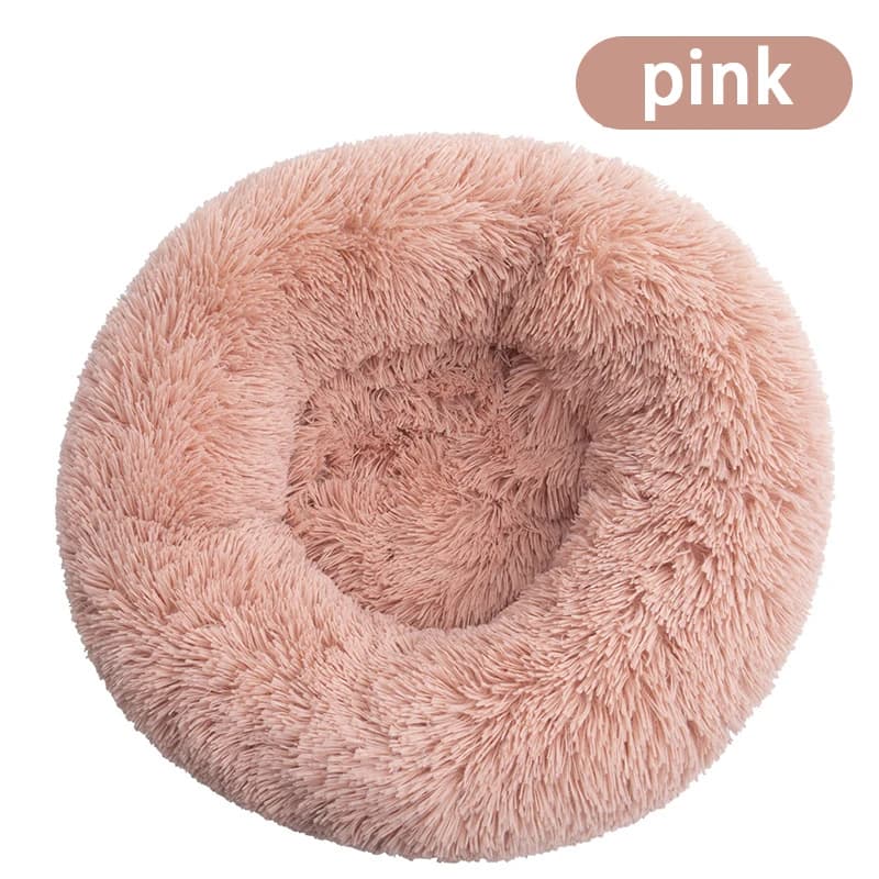 Furry pet bed - round cat bed and dog bed - soft and fluffy pet bed - ideal sleeping companion for kittens and puppies