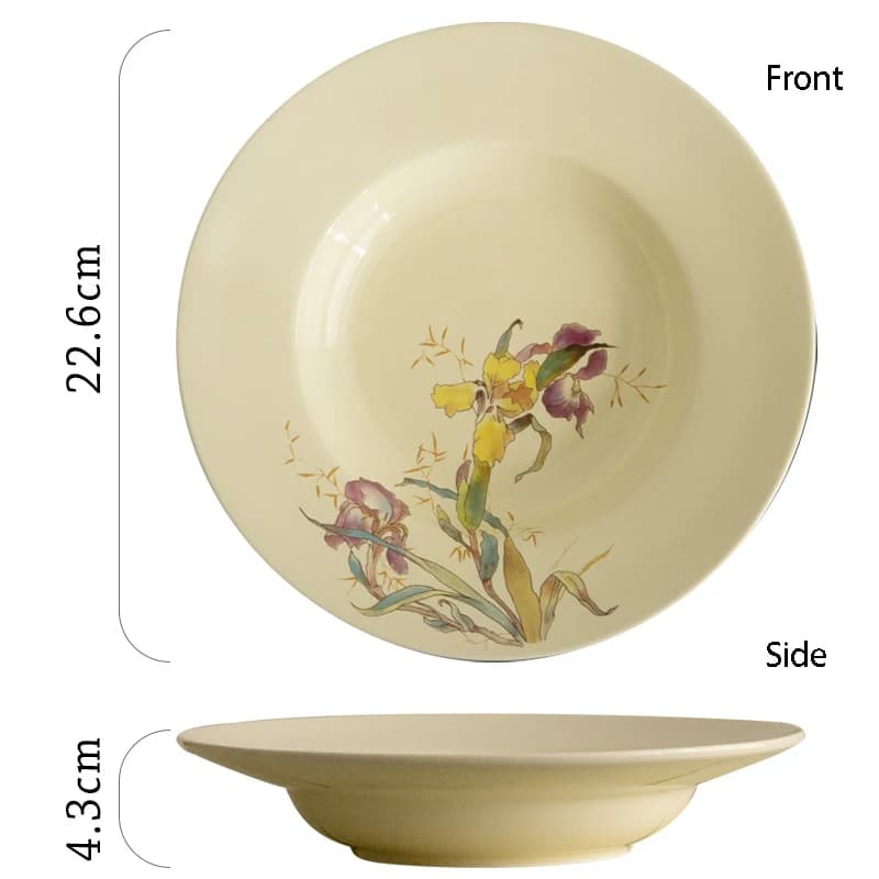 Ceramic Dinner Plate Set French Iris