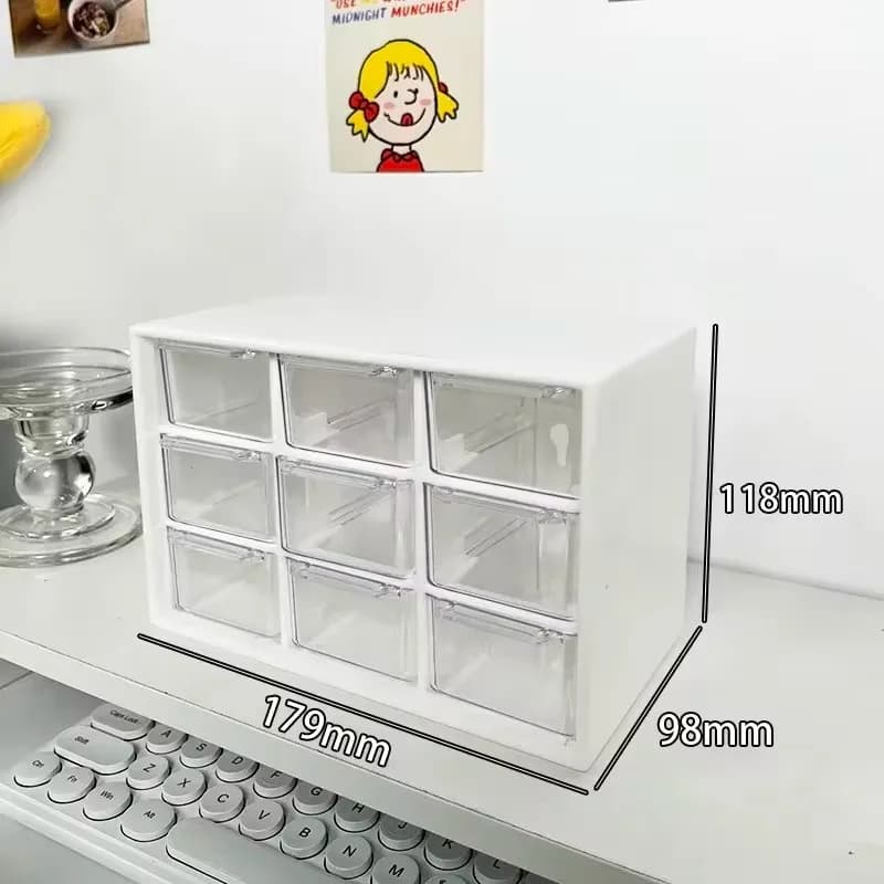 Clear Acrylic Nine-Compartment Desk Organizer
