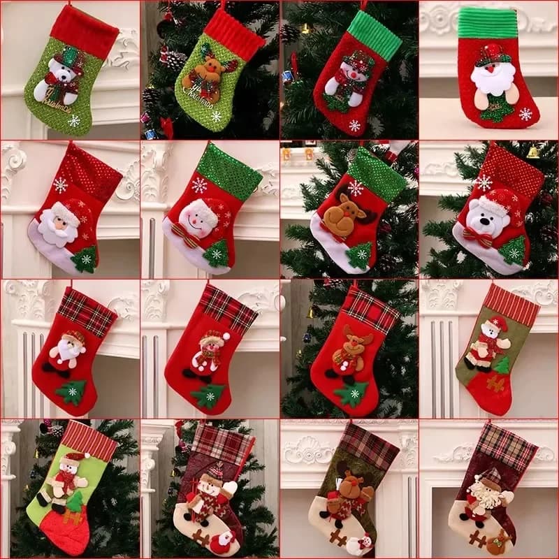 Christmas Stockings and Holiday Ornaments Set