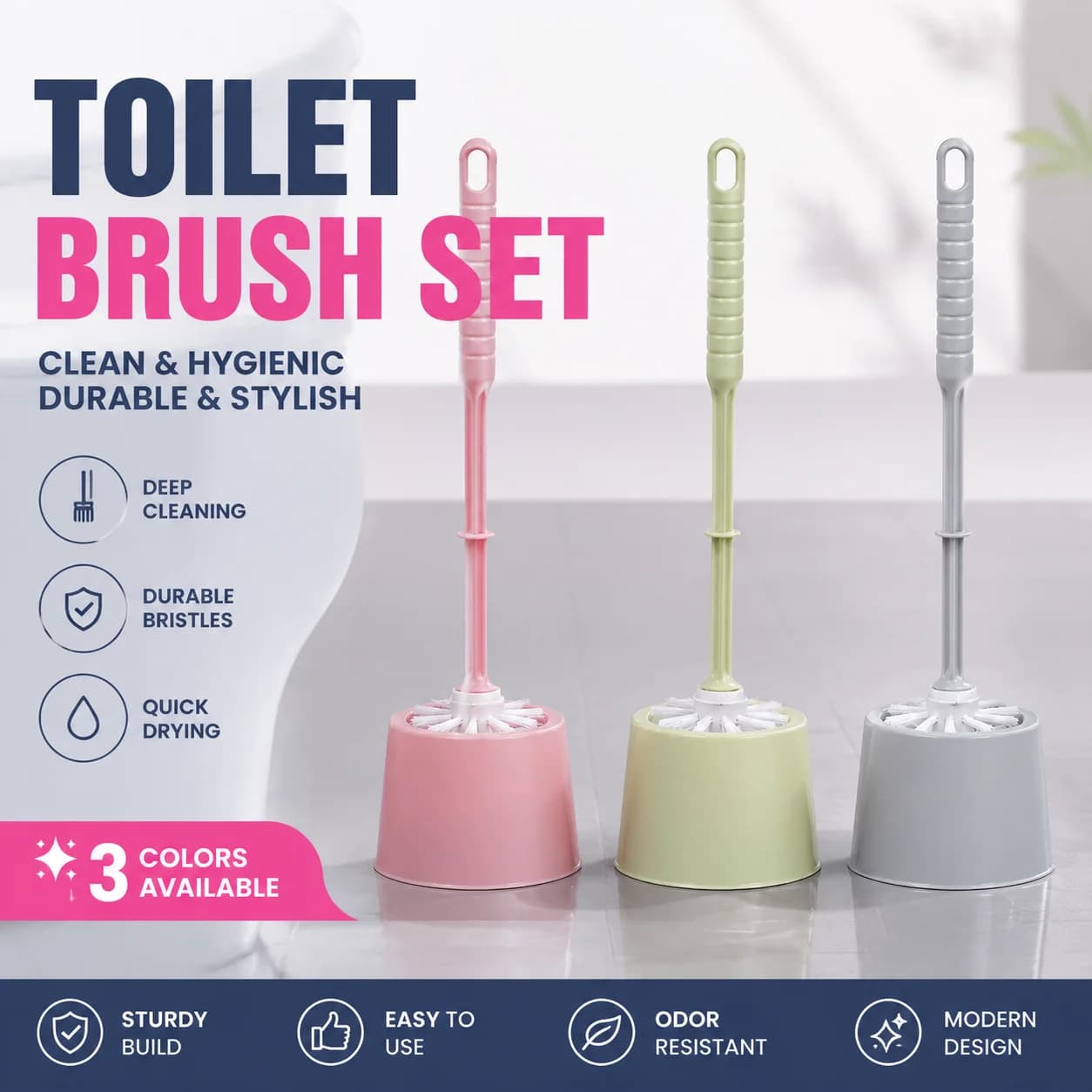 Long Handle Toilet Brush with Stain Removal