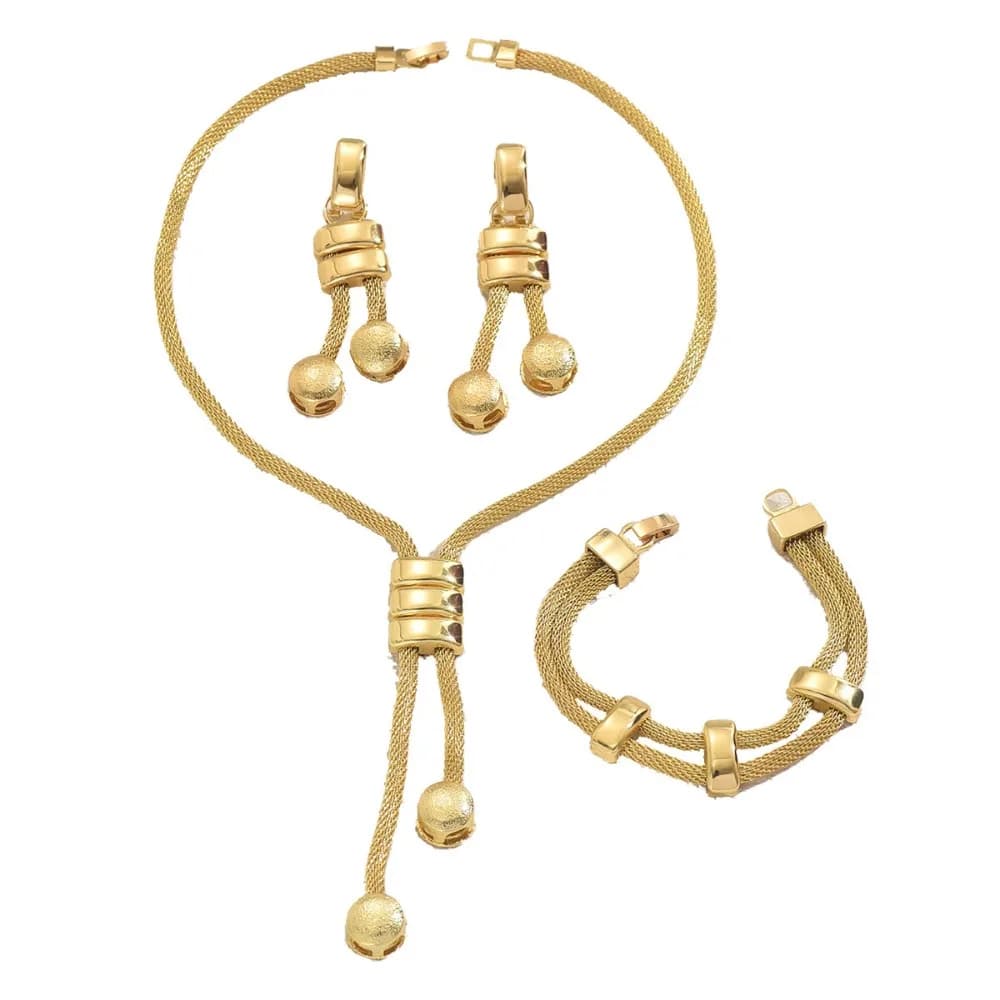 Fashionable Jewelry Set Electroplated High Quality Necklace Earrings Bracelet Minimalist Versatile Geometric Tassel Earrings Set