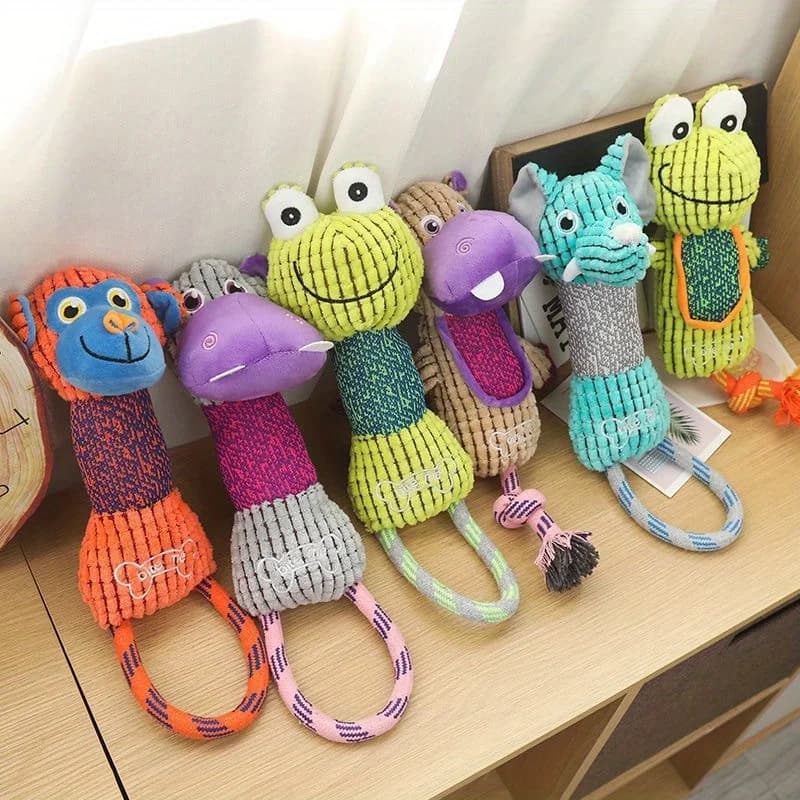 Dog Toy Animals Shape Bite Resistant Squeaky Toys Corduroy Dog Toys for Small Large Dogs Puppy Pets Training Accessories