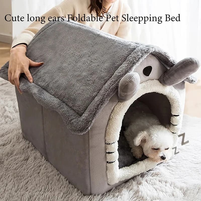 Indoor Soft Pet Bed Tent House with Removable Cushion