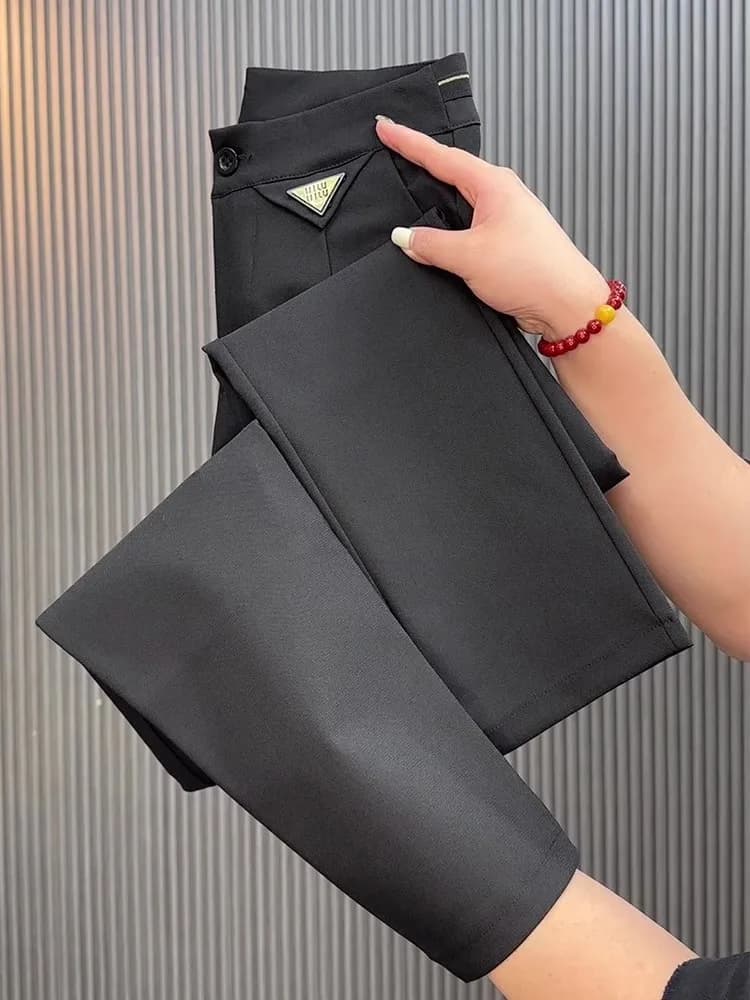 Black Straight-Leg Trousers