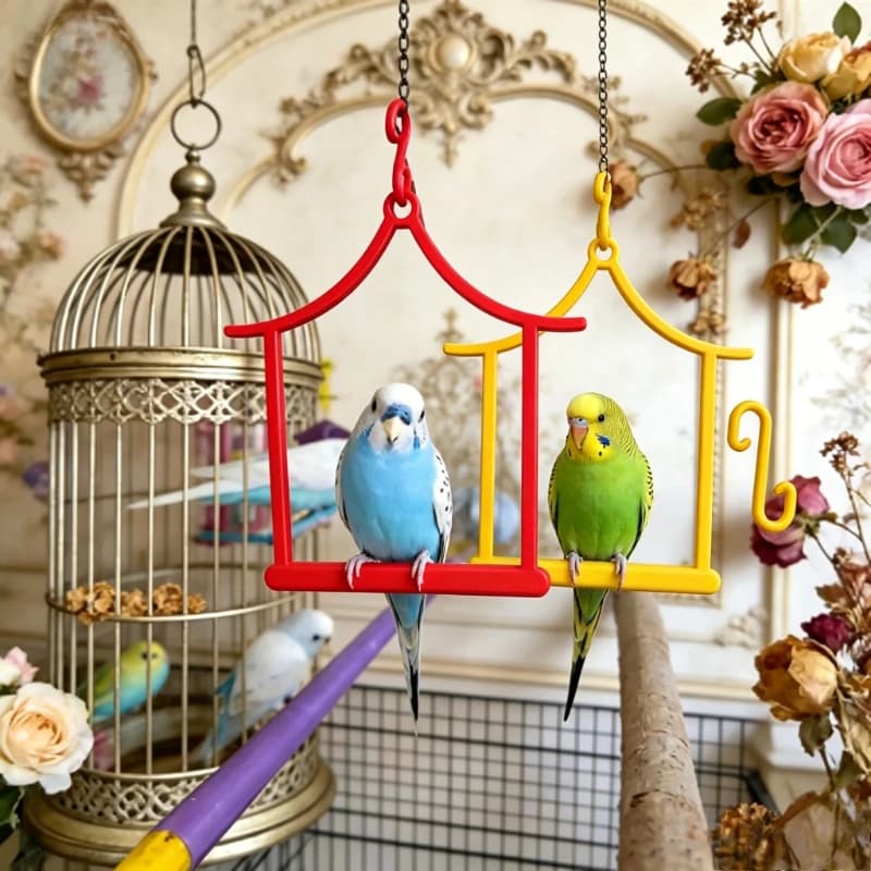 House Shape Bird Swing Perch