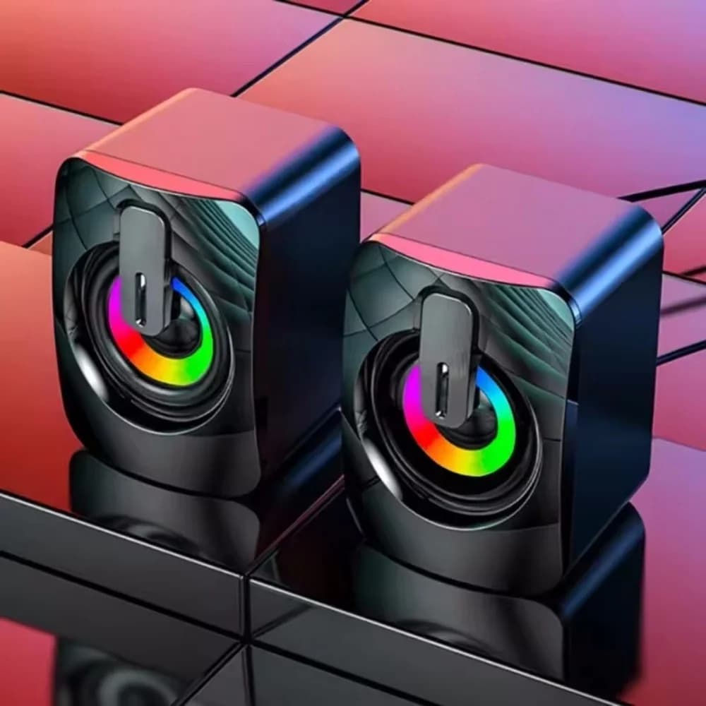 Desktop Computer Speakers with Microphone and LED Light