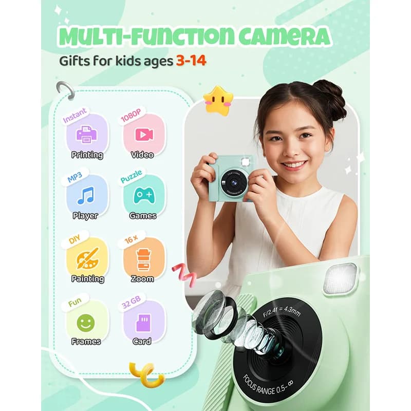 1080P Portable Instant Print Camera