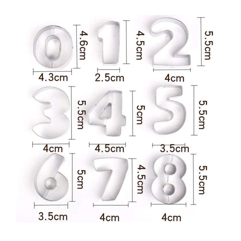 Number Cookie Cutters Set Stainless Steel