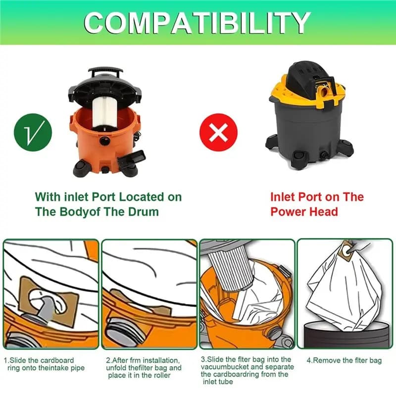 Replacement Vacuum Bags for Ridgid 12-16 Gallon Shop Vacs