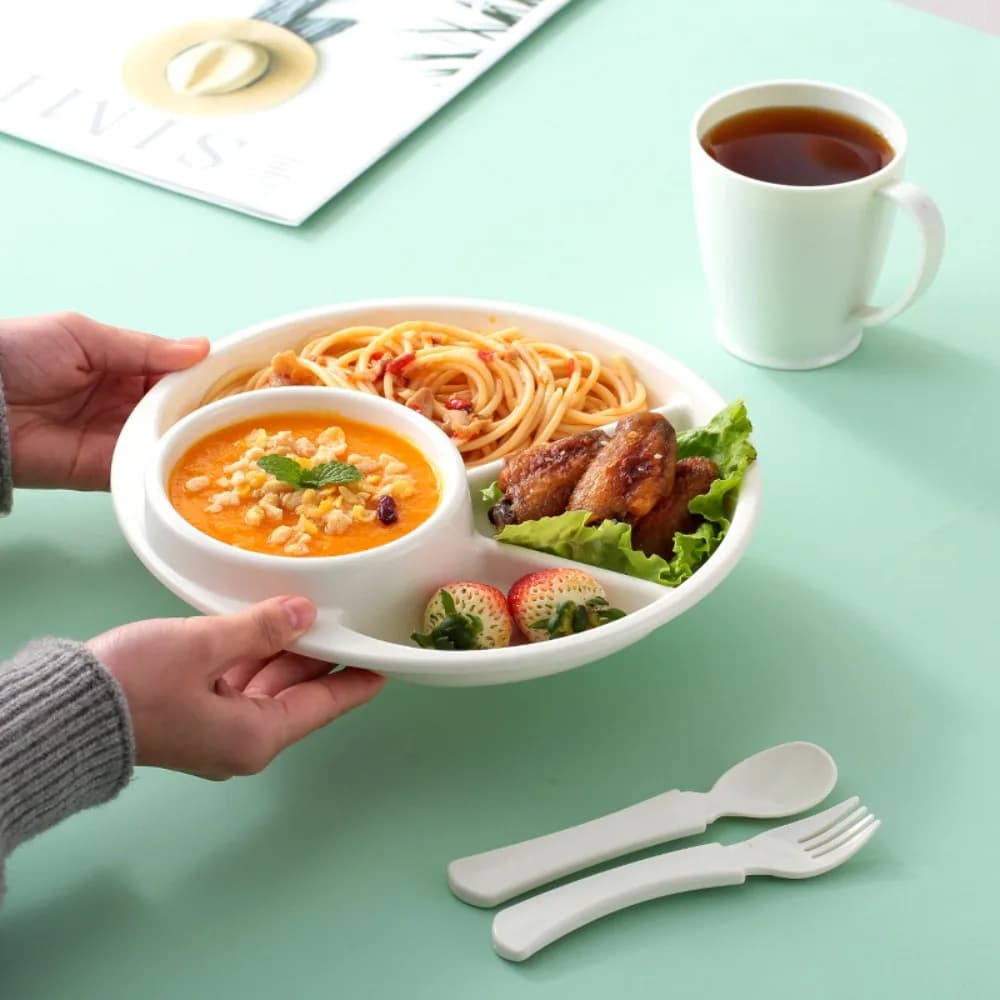 Round Divided Dinner Plate with 4 Compartments