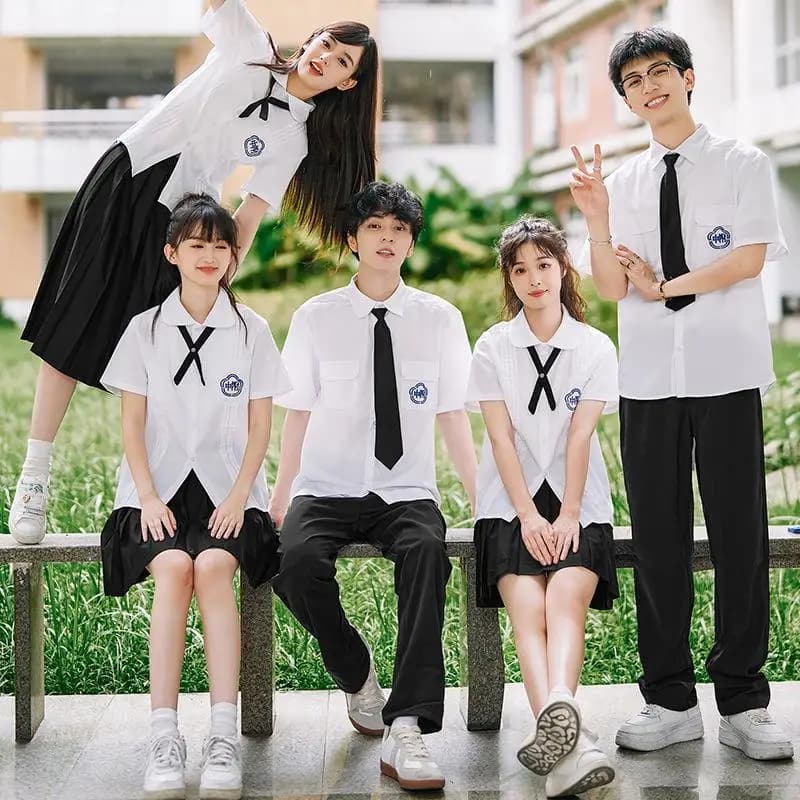 White JK School Uniform Shirt Set