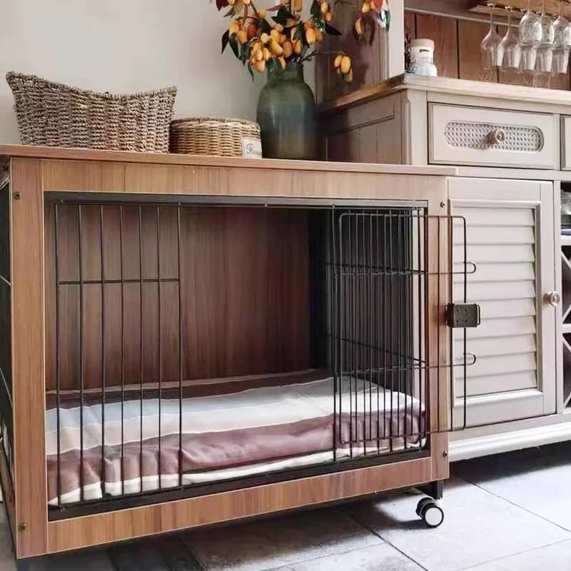 Wooden Dog Crate with Litter Box Pen