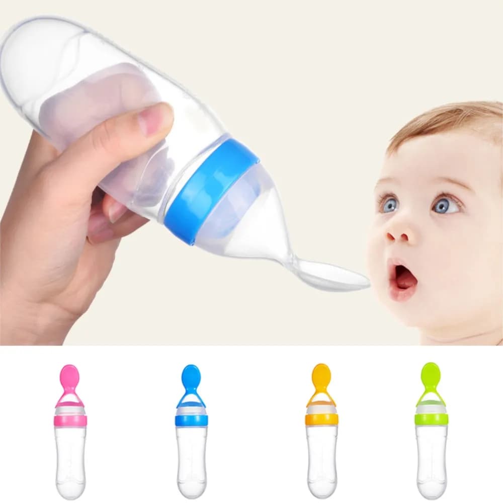 Baby Silicone Feeding Bottle with Spoon 90ml