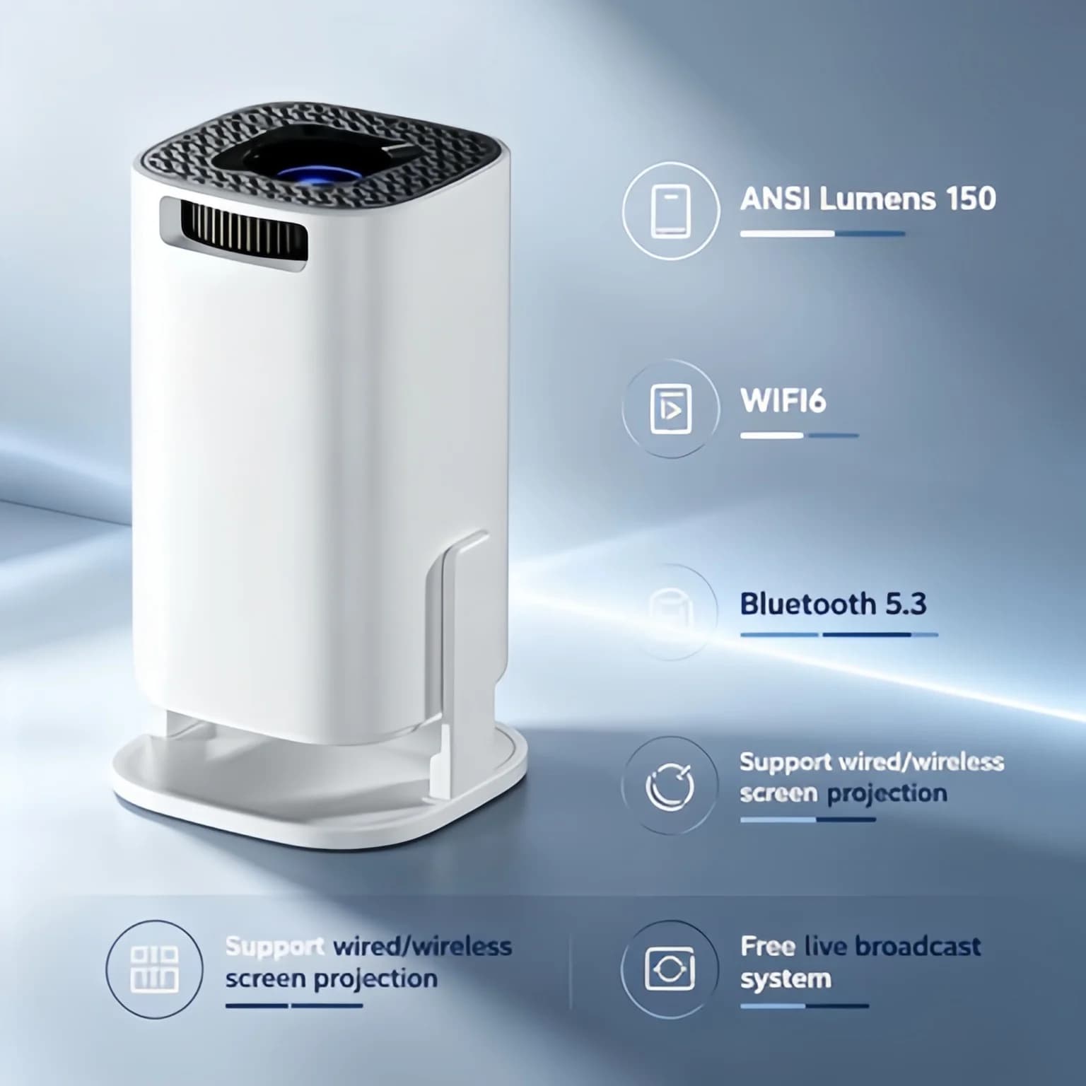 1080P Portable Mini Projector with Wireless Mirroring