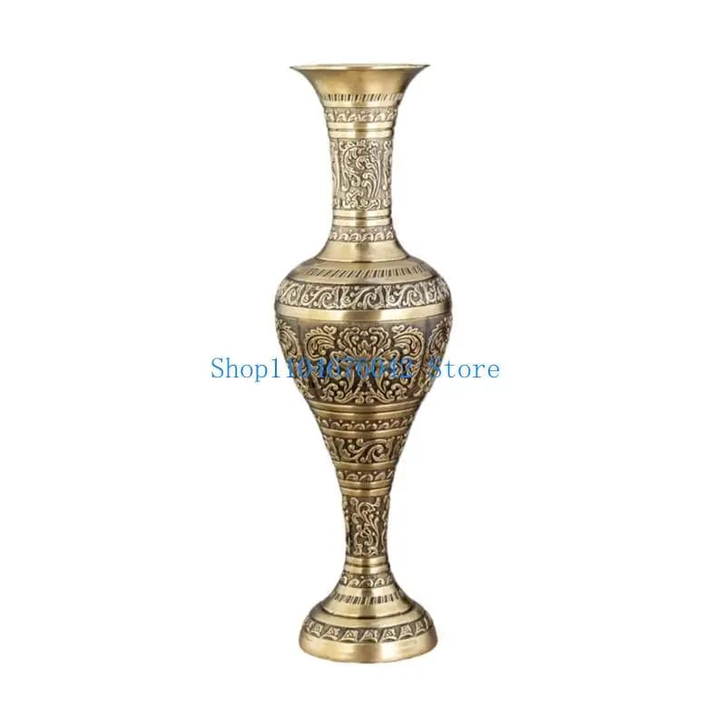 Metal Embossed Geometric Floor Vase
