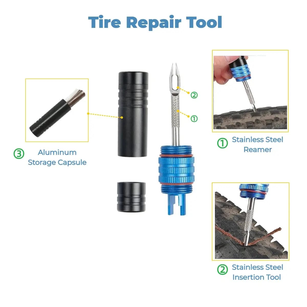 Tubeless Tire Repair Kit with Reamer